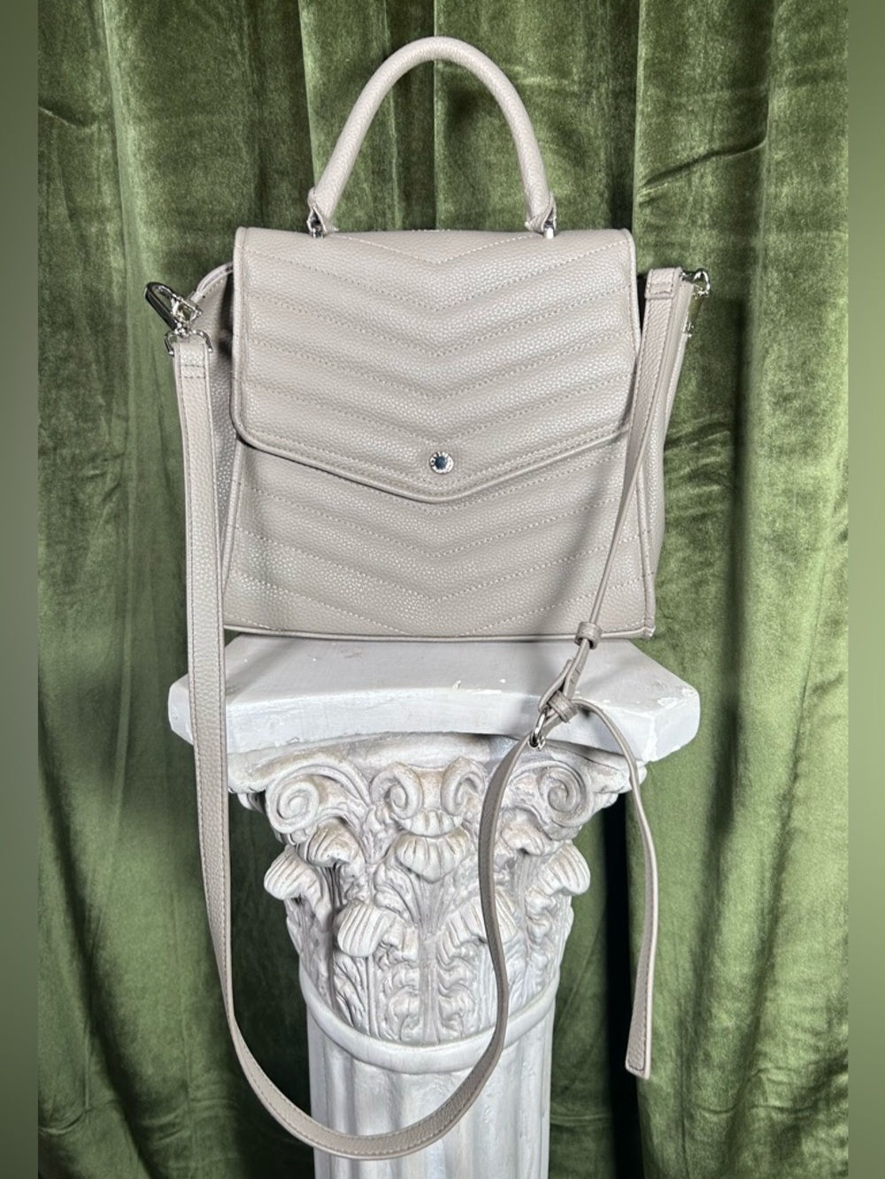 Steve Madden Chevron Quilted Satchel – Ice Gray - Picture 3 of 11